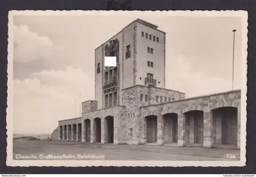 Ansichtskarte Chemnitz Sachsen Großkampfbahn Befehlsturm Verlag W.Wagler