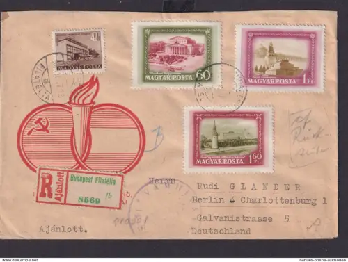 Ungarn R Brief Sonder R Zettel Budapest Filatelia nach Berlin Charlottenburg