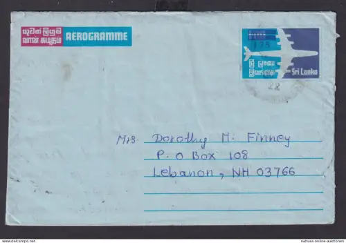 Flugpost Briefmarken Übersee Ceylon Sri Lanka Ganzsache Aerogramm nach ​Libanon