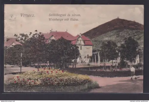 Ansichtskarte Versecz Serbien Weinberg Krankenhaus Berge nach Wien 07.09.1913