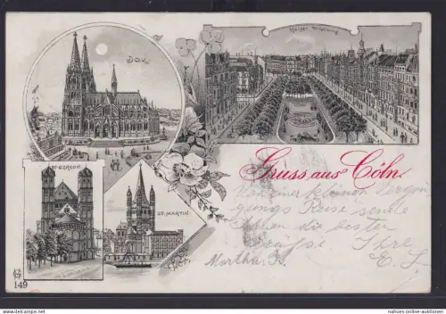 Ansichtskarte Cöln Dom Kaiser Wilhelmring St. Gereon Kirche St.Martin Kirche