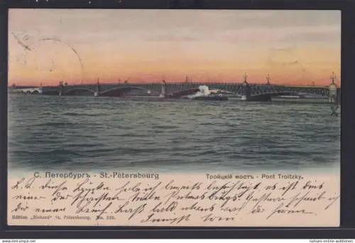 Ansichtskarte St. Petersburg Pont Troitzky Brücke Viadukt Russland nach