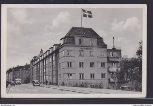 Ansichtskarte Randers Strassenansicht Oldtimer Dänemark nach Wien Marke entfernt