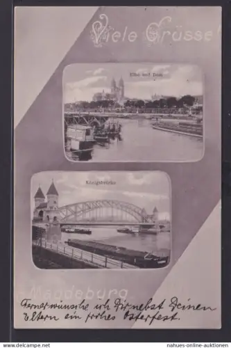 Ansichtskarte Magdeburg Elbe Dom Königsbrücke Sachsen Anhalt nach Stützerbach