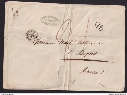 Frankreich Brief mit K2 Sainte-Menehould + kleinem ovalen I.D nach Saint Souplet