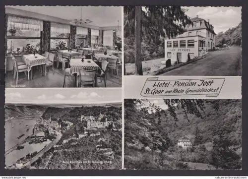 Ansichtskarte St. Goar Hotel Pension Jost Rhein Fluss Gründelbachtal Landschaft
