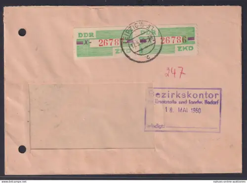 DDR Dienst Brief MEF ab Leipzig Bezirkskontor Bedarf Landwirtschaft 17.5.1960