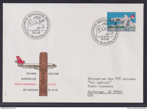 Flugpost Schweiz Brief EF Pro Aero Nordpolflug Zürich Militaria Junkers Ju 52