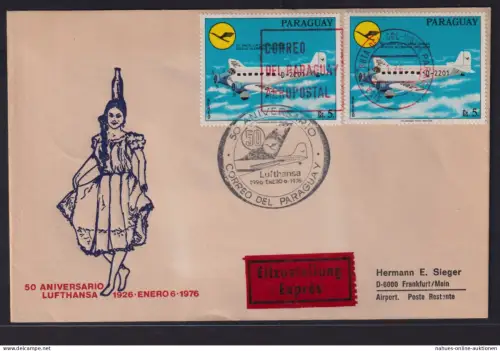 Flugpost Paraguay Eilboten Brief Lufthansa 50 Jahre Junkers Ju 52 Tante Ju