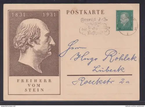 Ganzsache 8 Pfg. Reichspräsident Ebert mit Stempel Benutzt die Luftpost