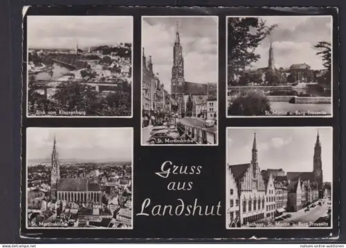 Ansichtskarte Landshut St. Martinskirche Klausenberg Burg Trausnitz Rathaus