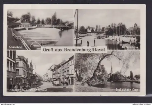Ansichtskarte Brandenburg Havel Fluss Ansichten Strandbad Hauptstrasse Bootshaus