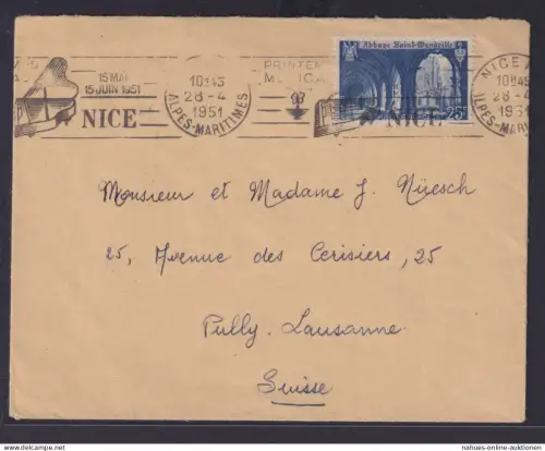 Frankreich Nizza Brief Kunst Kultur Musik Klavier nach Pully Lausanne Schweiz