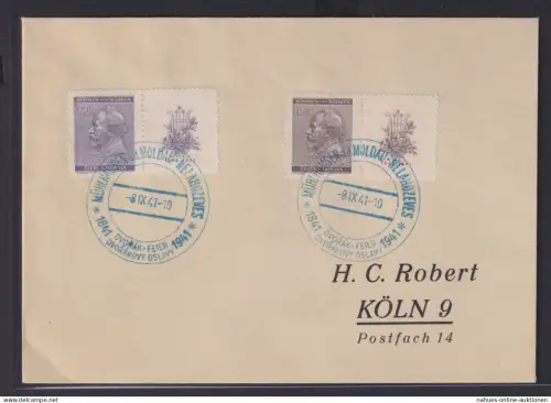 Besetzung Böhmen & Mähren Zusammendruck blauer SST Mühlhausen ad Moldau n Köln