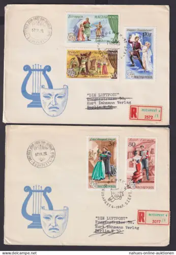 Ungarn Oper Theater Schauspieler 3 R Briefe als FDC Kultur Unterhaltung