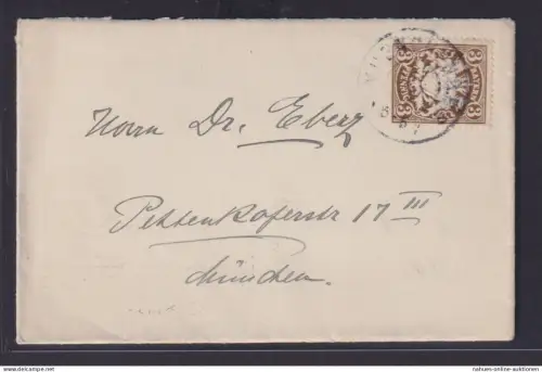Altdeutschland Bayern Brief EF 3 Pfg. Wappen braun München