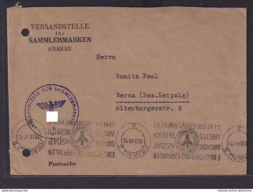 Besetzung Generalgouvernement Brief Stempel Krakau Eingeführt und