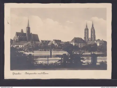Ansichtskarte Breslau Schlesien Worclaw Polen Oderpartie m. Dom Deutsches Turn