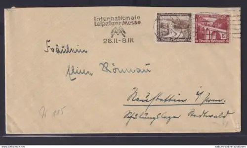 Deutsches Reich Zusammendruck Brief W 115 WHW Masch.SST Kiel Messe Leipzig