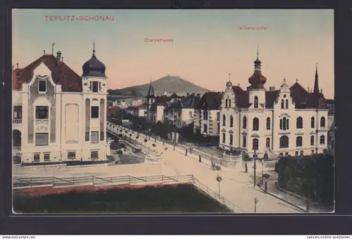 Ansichtskarte Teplitz Schönau Teplice Sudetenland Böhmen Tschechien Clarystrasse