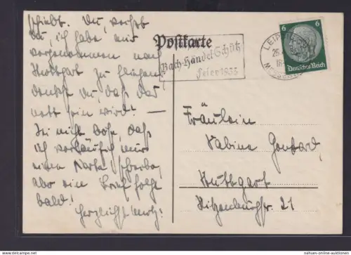 Deutsches Reich Musik Komponisten Sonderstempel Leipzig Messe Bach Händel Schütz