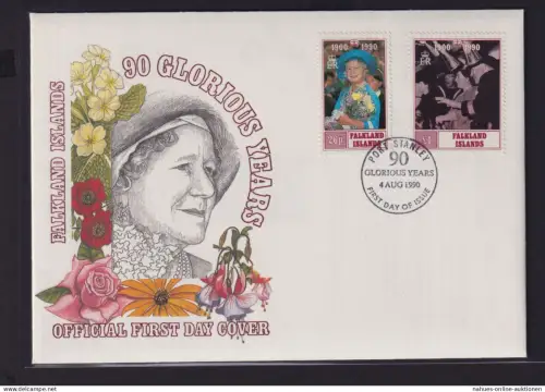 Falklandinseln attr. Brief 90. Geburtstag Queen Elisabeth FDC 4.8.1990
