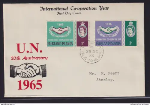 Falkland Inseln Brief Queen Elisabeth Internationale Zusammenarbeit 151-152 FDC