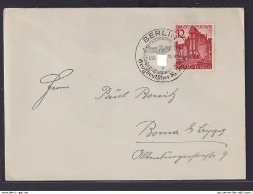 Deutsches Reich Brief selt. SST Berlin Großdeutscher Reichstag nach Borna