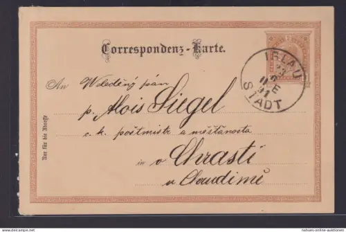 Österreich K1 Iglau Jihlava Böhmen Tschechien 2 Kr. Ganzsache Böhmen n. Chrast