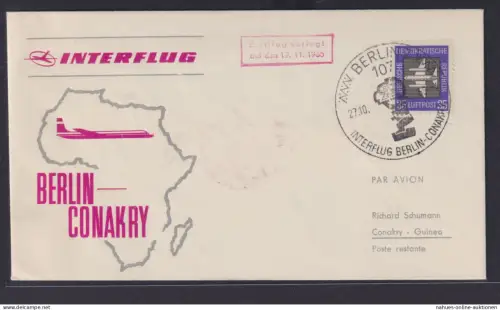 Flugpost Brief airmail DDR Interflug Destination Berlin nach Conakry Guinea mit