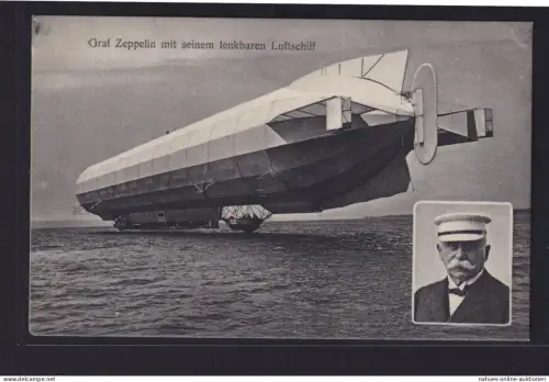Ansichtskarte Zeppelin Luftschiff mit Bild Graf Zeppelin