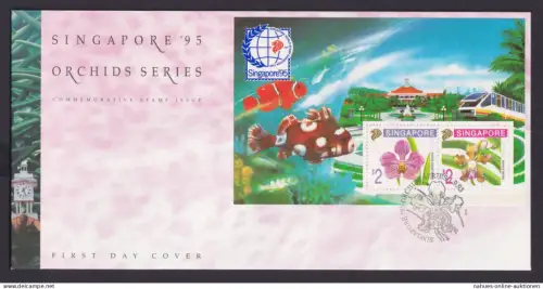 Asien Südostasien Singapur Brief Block 35 a Blumen Orchideen Freizeitpark selten
