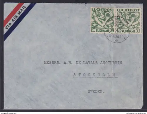 Flugpost Niederlande Suriname Südamerika Brief MEF Destination Paramaribo