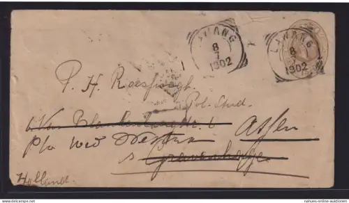 Niederländisch Indien Ganzsache 15cent Lawang Indonesien Nord-Sumatra nach Assen