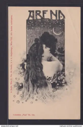 Ansichtskarte tolle Jugendstil Art Nouveau Künstlerkarte Abend Erotik Verlag