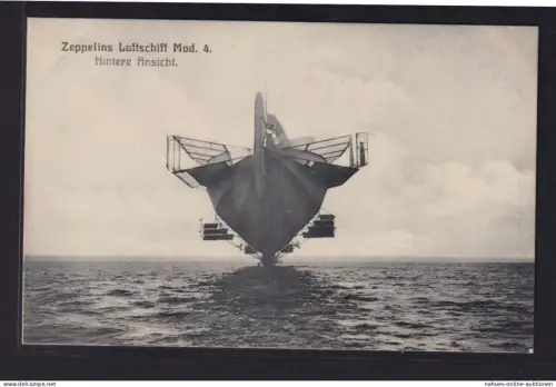Ansichtskarte Zeppelin Luftschiff Modell 4 Heckansicht