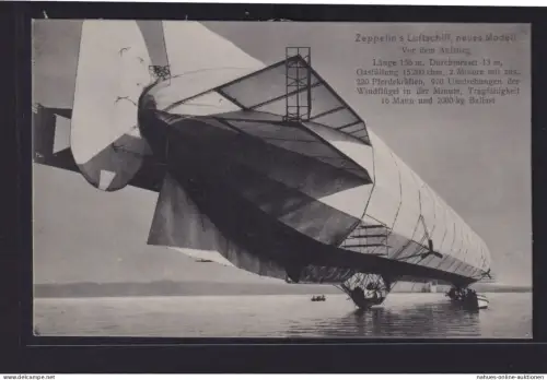 Ansichtskarte Zeppelin Luftschiff Neues Modell vor dem Aufstieg