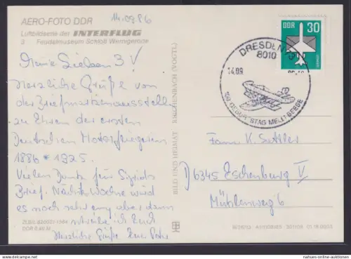 Ansichtskarte Aero Foto DDR Luftbildserie der Interflug Schloß Wernigerode SST