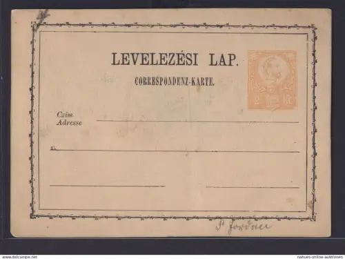 Ungarn Ganzsache GSK König Franz Josef 2 Kreuzer