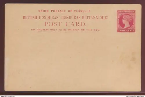 Britisch Honduras Ganzsache 3 c Queen Victoria postal stationery