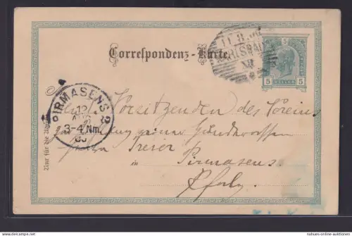 Österreich Ganzsache 5 H. ab Karlsbad Tschechien Karlovy Vary Böhmen n Pirmasens