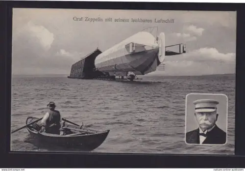Ansichtskarte Zeppelin Luftschiff mit Bild Graf Zeppelin