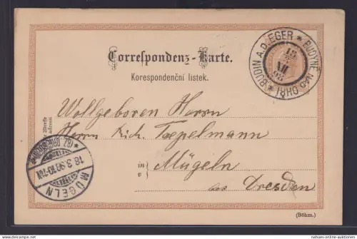 Österreich K2 Budin a.d. Eger Budyně nad Ohří Tschechien 2 Kr. Ganzsache Böhmen