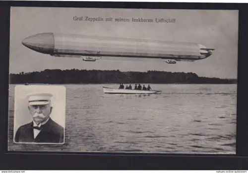 Ansichtskarte Zeppelin lenkbares Luftschiff mit Bild Graf Zeppelin