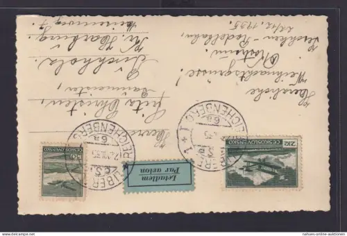 Tschechoslowakei Flugpost Liberec Reichenberg nach Birchholz Harburg auf