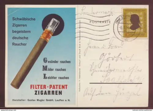 Ansichtskarte Stuttgart Fernsehturm Reklame Zigaretten Zigarren Rauchen Saalfeld