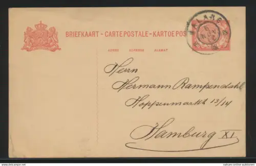 Niederlande Niederländisch Indien Ganzsache Malang Indonesien nach Hamburg