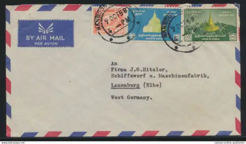 Burma Myanmar Birma Brief nach Lauenburg Elbe Trier cover to Germany