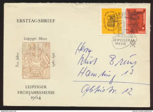 DDR Brief Zusammendruck Frühjahrsmesse Leipzig nach Hamburg