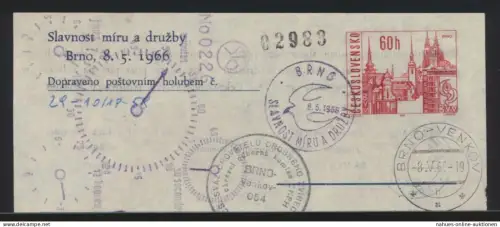 Flugpost air mail Tschechoslowakei Adresszettel 60 h. mit SST Brno Venkov